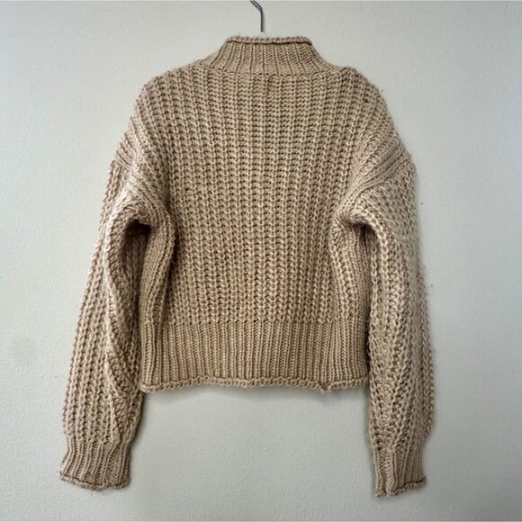 MIA JOY Chunky Knit Cropped Sweater Girls 6 Tan Brown Oversized Crop Joyfolie - Picture 2 of 7